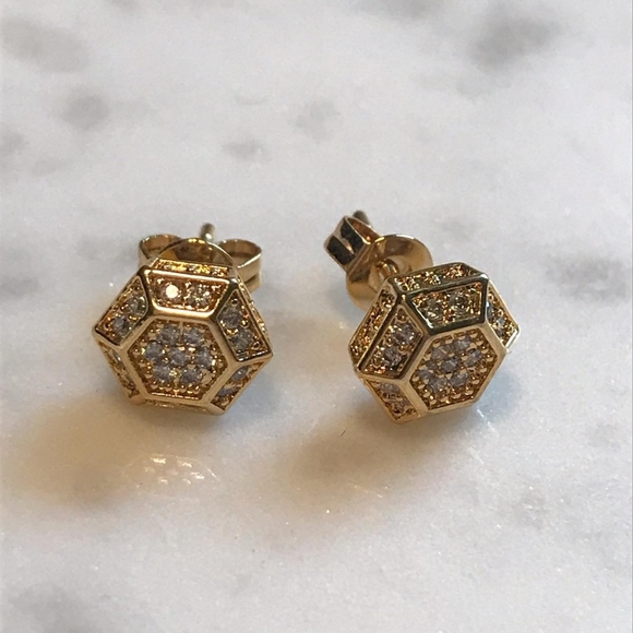 Jewelry - 🎉Hexagon stud faux stone paved earrings